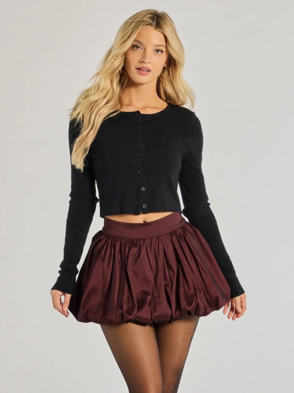 NWT WINDSOR BURGUNDY TAFFETA BUBBLE MINI SKIRT - SIZE LARGE - RED LUXE CHARM